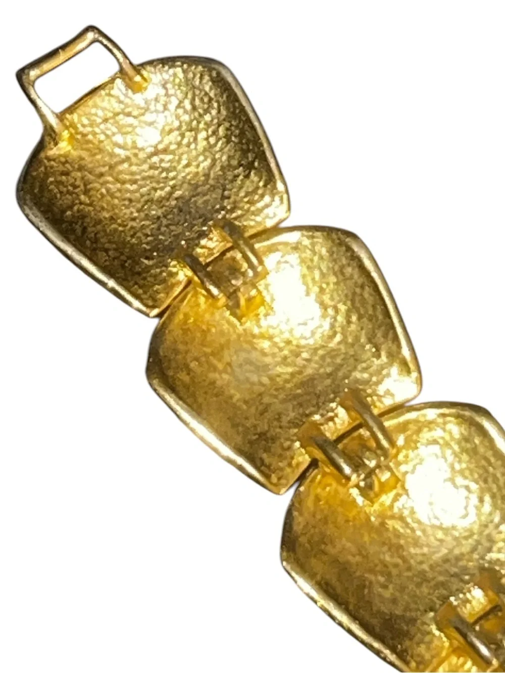 Vintage Gold Tone Hammered Link Nugget Bracelet 7” Unsigned